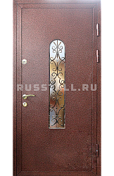 Стальная входная дверь с ковкой в коттедж RS43 - Изображение
